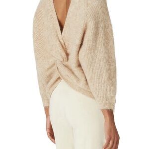 ba&sh Beige Round Neck Twist Knot Backless Jumper